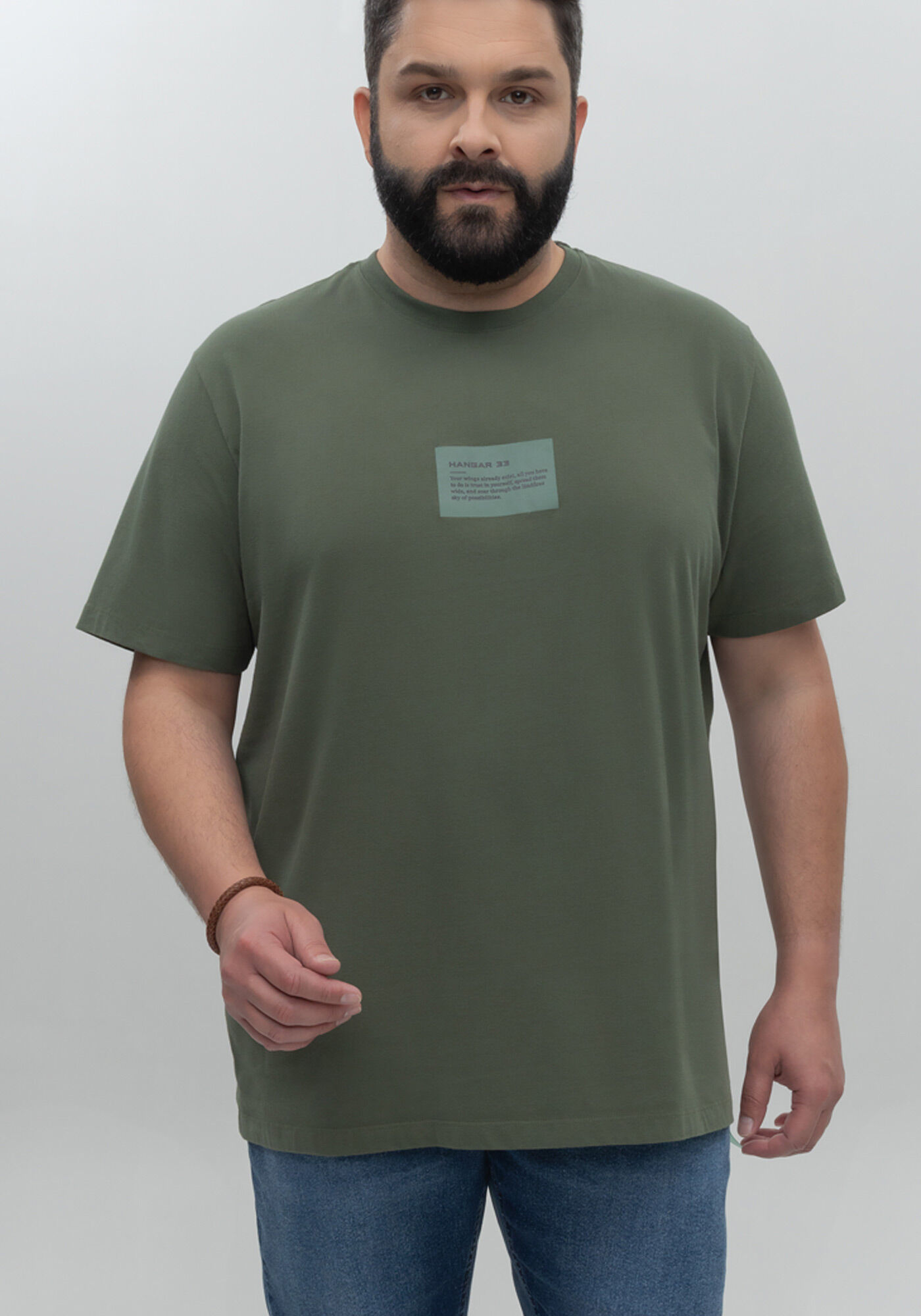 Camiseta De Mangas Curtas Com Estampa Localizada Big &amp; Tall, VERDE HEIR, large.