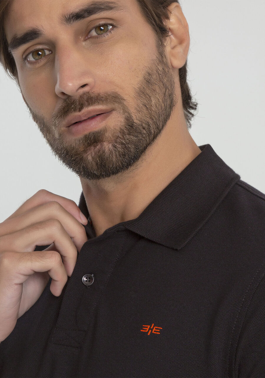 Camisa Polo Clássica em Malha Piquet Pima, PRETO REATIVO. Camisa Polo Clássica em Malha Piquet Pima, PRETO REATIVO, large.