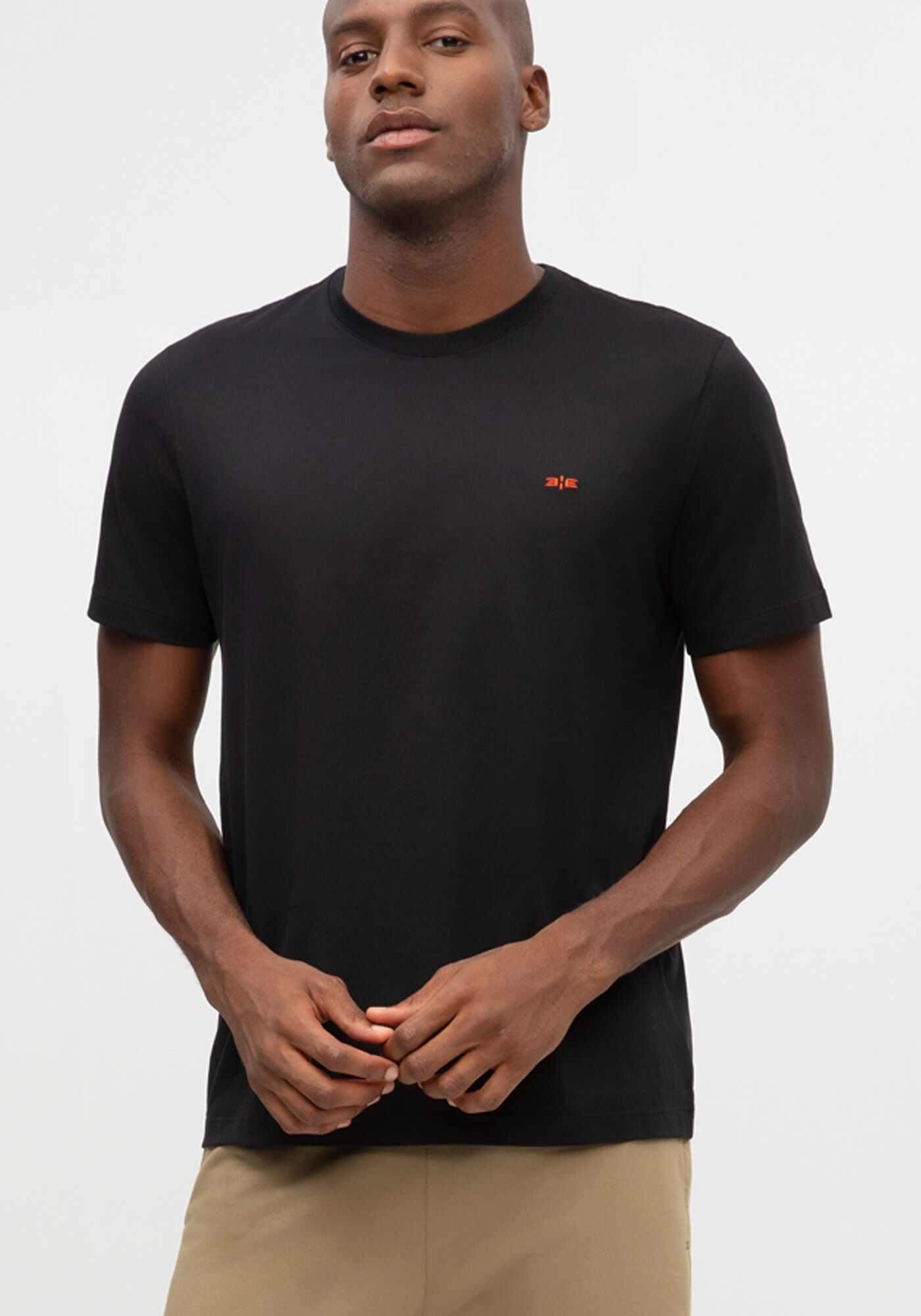 Camiseta De Mangas Curtas Em Malha De Algod&atilde;o Pima, PRETO REATIVO, large.