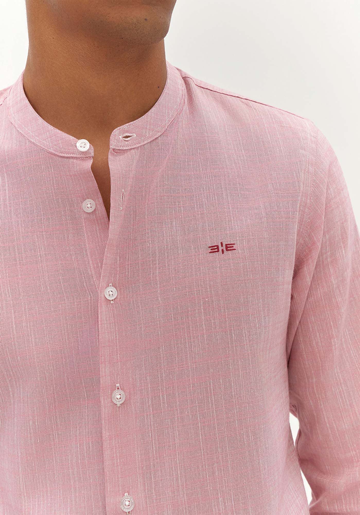 Camisa Masculina Com Gola Padre E Mangas Longas Slim Fit, BORDO WITCH, large.