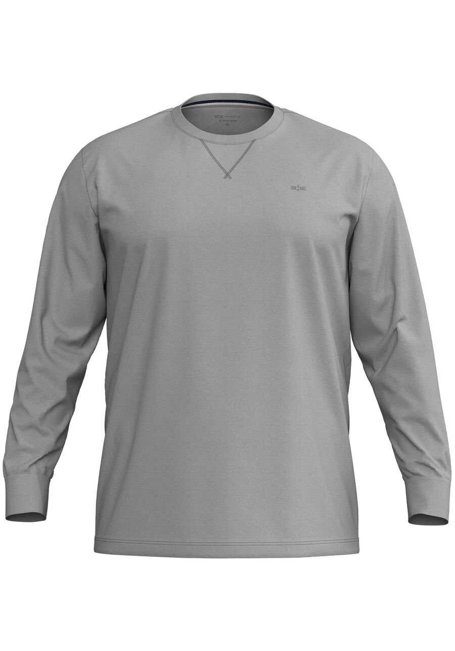 Camiseta De Mangas Longas Big & Tall Em Malha Responsável, CINZA GLISTEN. Camiseta De Mangas Longas Big & Tall Em Malha Responsável, CINZA GLISTEN, large.