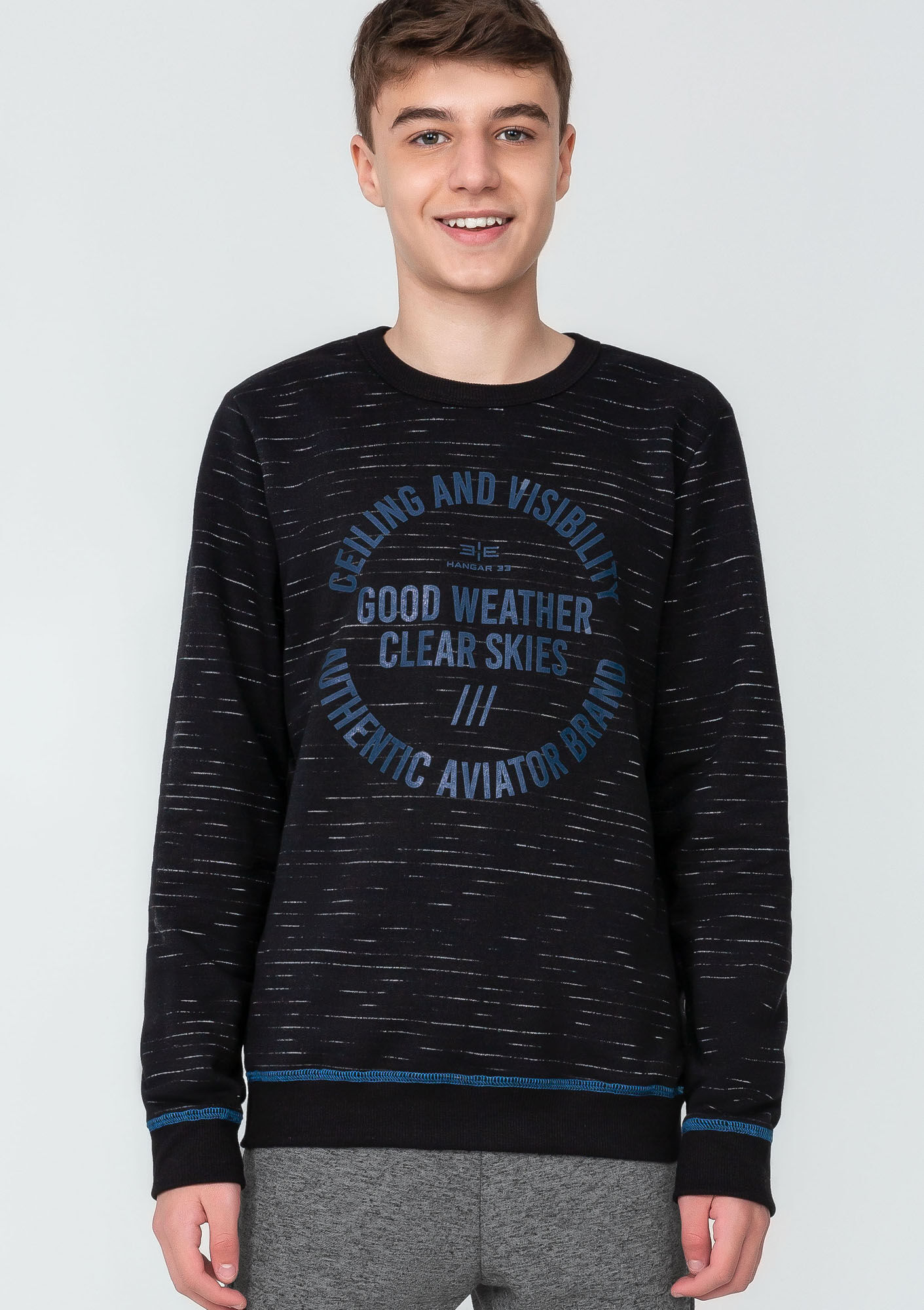 Blus&atilde;o em Moletom Jet Estampado Juvenil, PRETO REATIVO, large.