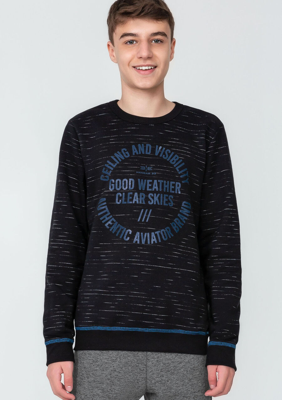 Blusão em Moletom Jet Estampado Juvenil, PRETO REATIVO. Blusão em Moletom Jet Estampado Juvenil, PRETO REATIVO, large.