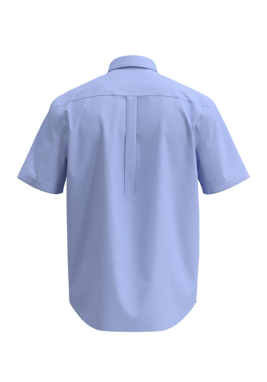 Camisa Comfort De Mangas Curtas Em Tecido Maquinetado, AZUL BRIGHT. Camisa Comfort De Mangas Curtas Em Tecido Maquinetado, AZUL BRIGHT, large.