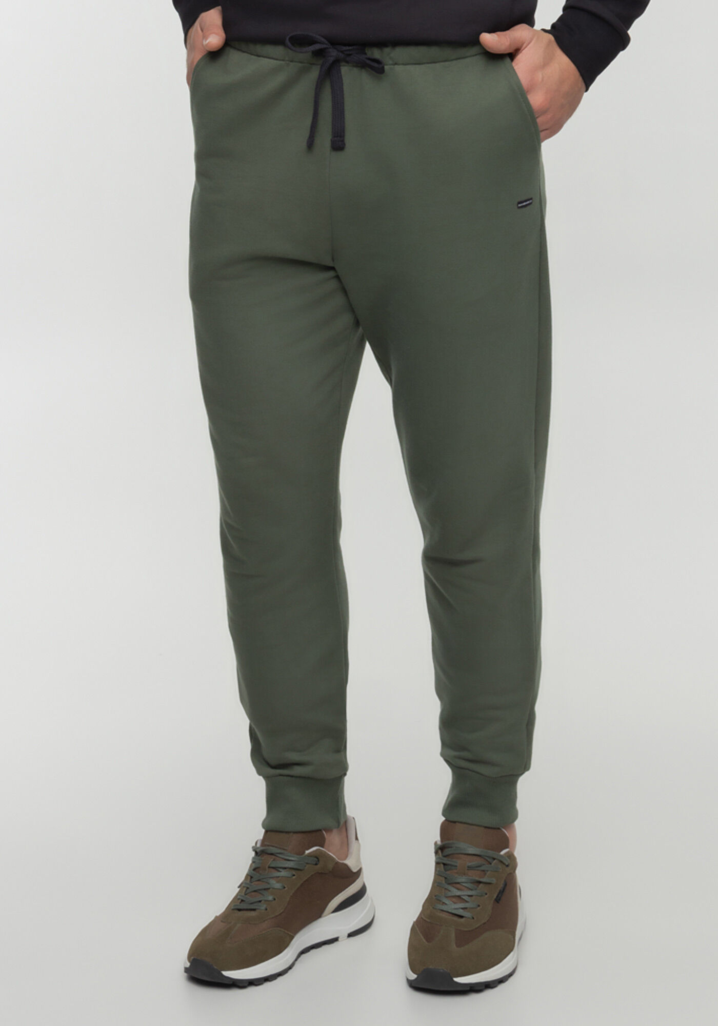 Cal&ccedil;a Em Moletom De Algod&atilde;o Com Bolsos E Cadar&ccedil;o Regul&aacute;vel, VERDE HEIR, large.
