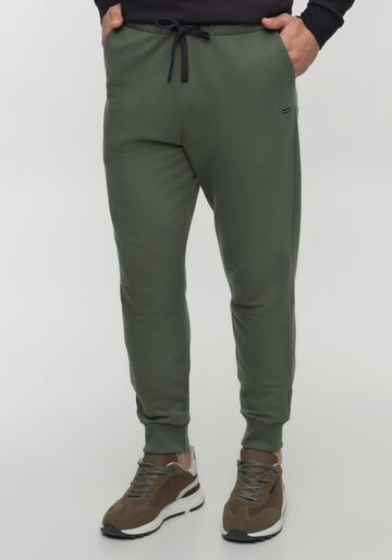 Calça Em Moletom De Algodão Com Bolsos E Cadarço Regulável, VERDE HEIR. Calça Em Moletom De Algodão Com Bolsos E Cadarço Regulável, VERDE HEIR, large.