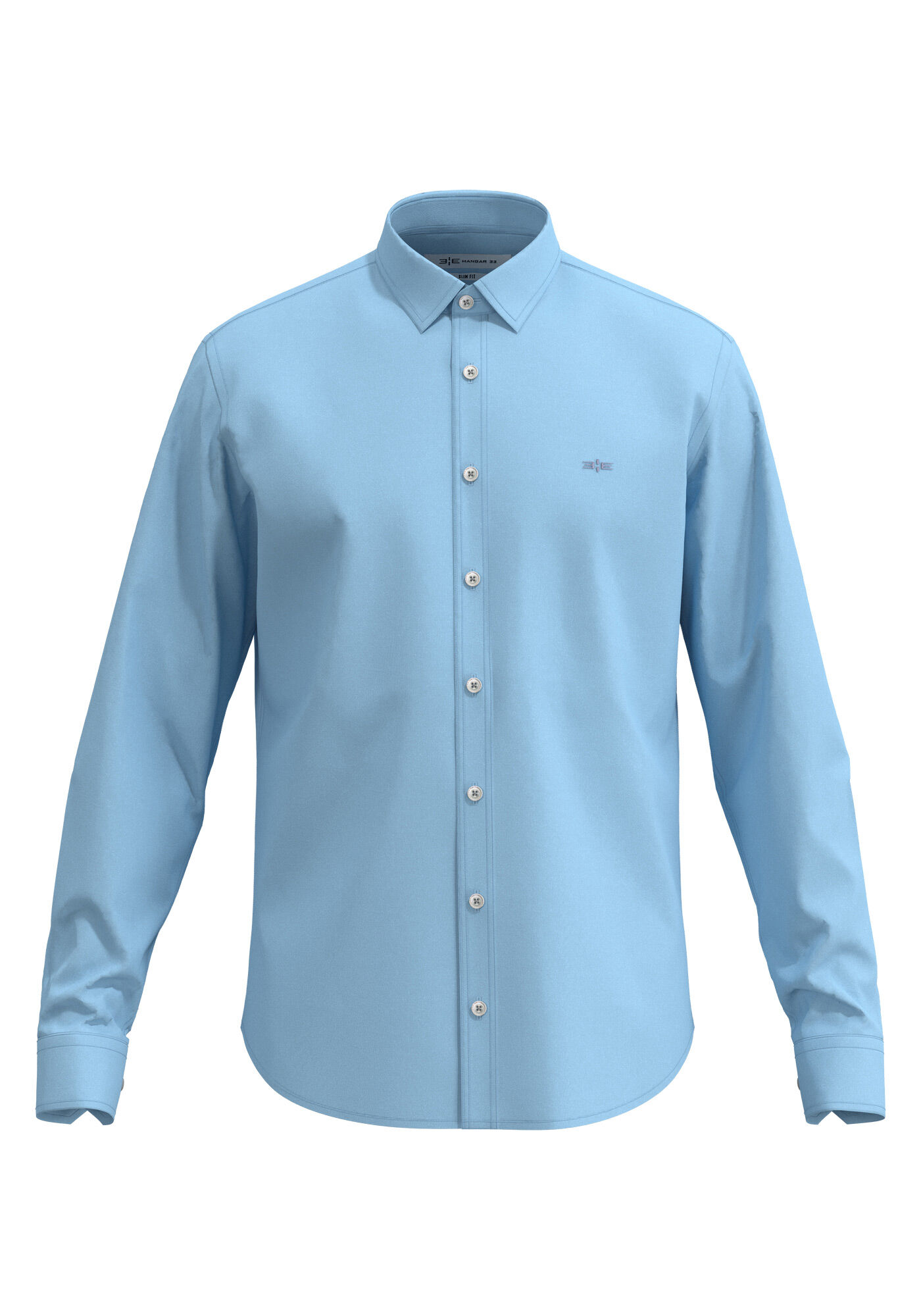 Camisa De Mangas Longas Com Elastano Slim Fit, AZUL, large.