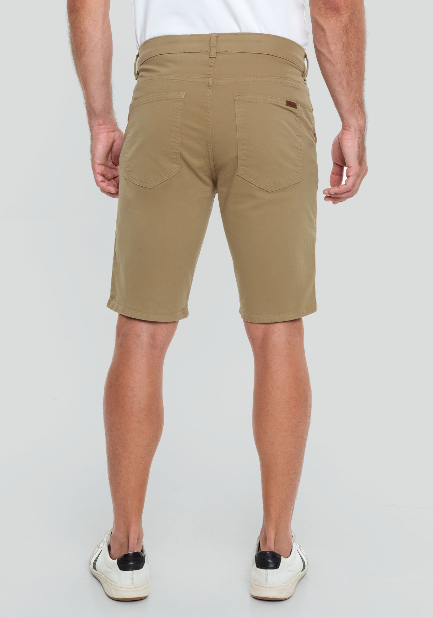 Bermuda Reta Radial Em Sarja Com Elastano, CAQUI RAIZ, large.