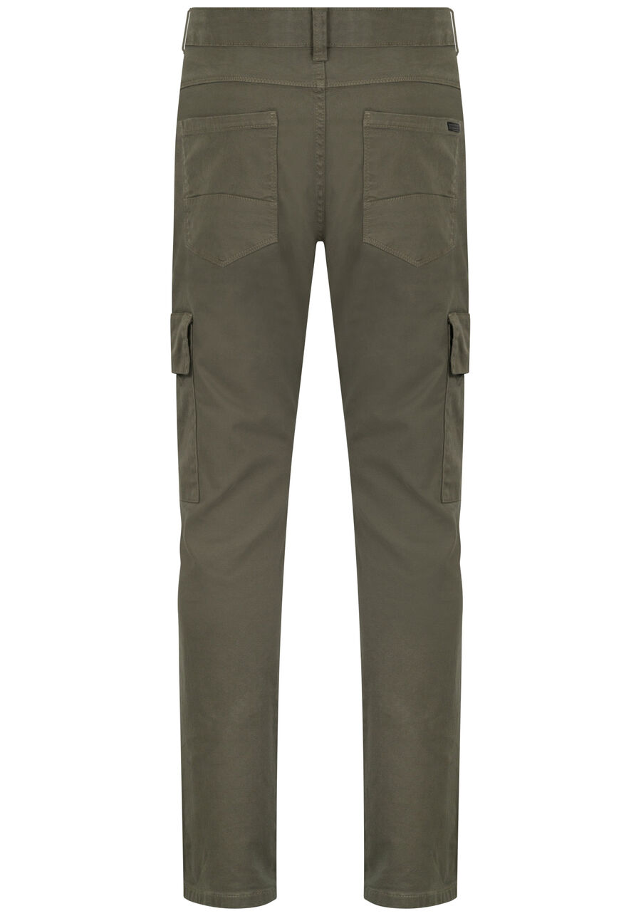 Calça Jogging Com Bolso Cargo Em Sarja Denim Malha, VERDE FURIA. Calça Jogging Com Bolso Cargo Em Sarja Denim Malha, VERDE FURIA, large.