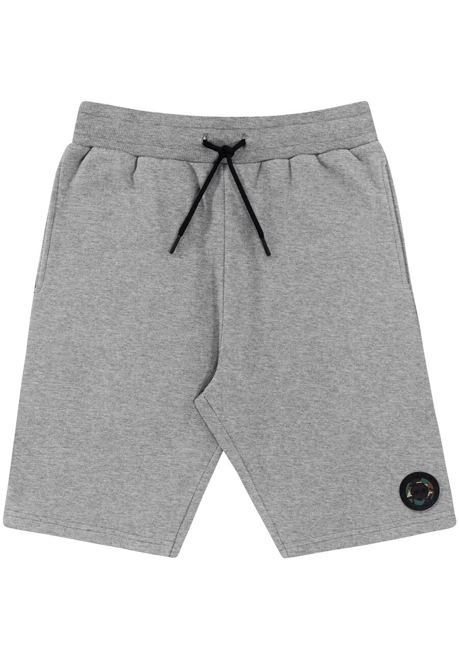 Bermuda em Moletom com Detalhe Juvenil, MESCLA MEDIO. Bermuda em Moletom com Detalhe Juvenil, MESCLA MEDIO, large.