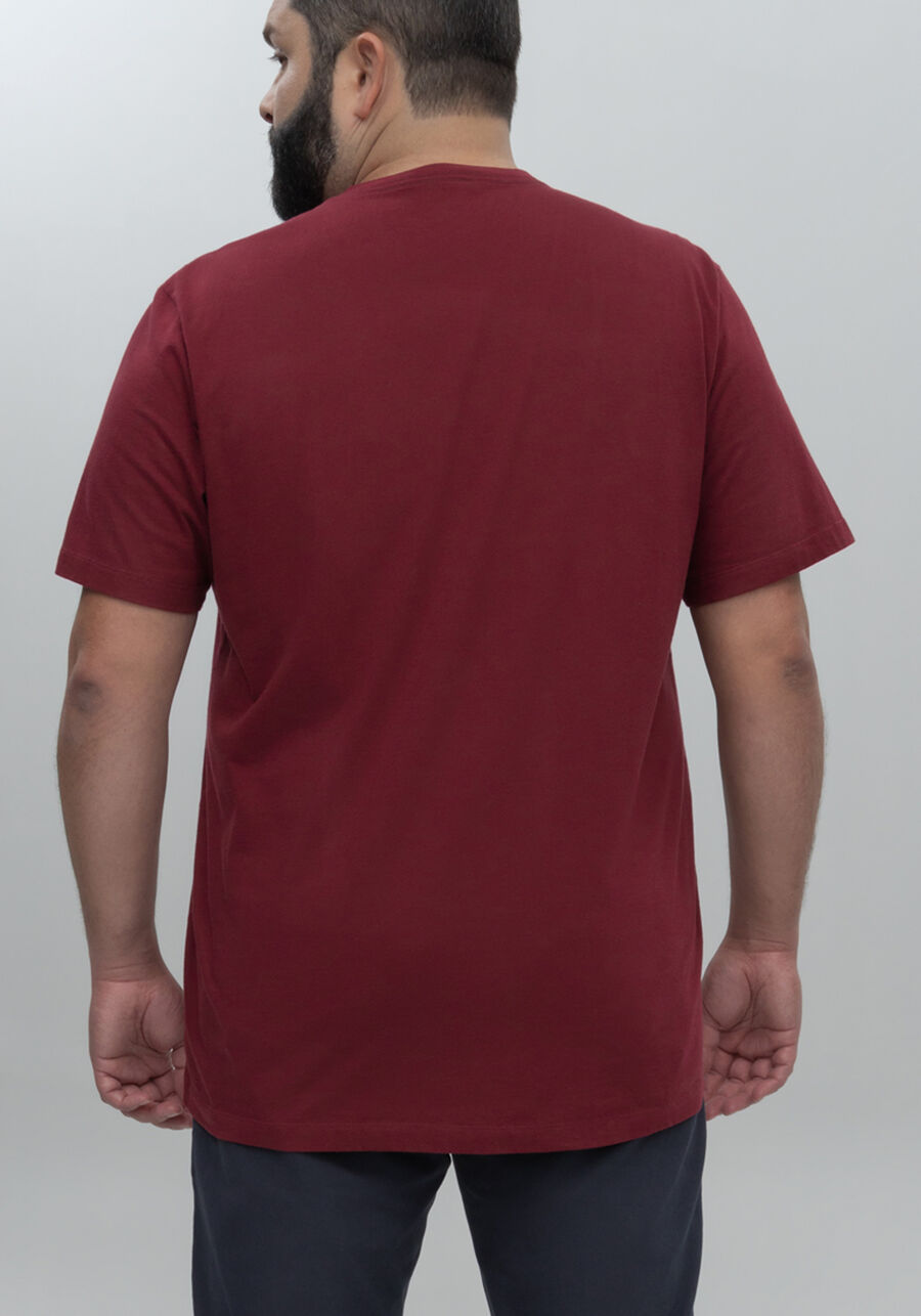 Camiseta De Mangas Curtas Em Malha De Algodão Big & Tall, BORDO BURN RED. Camiseta De Mangas Curtas Em Malha De Algodão Big & Tall, BORDO BURN RED, large.