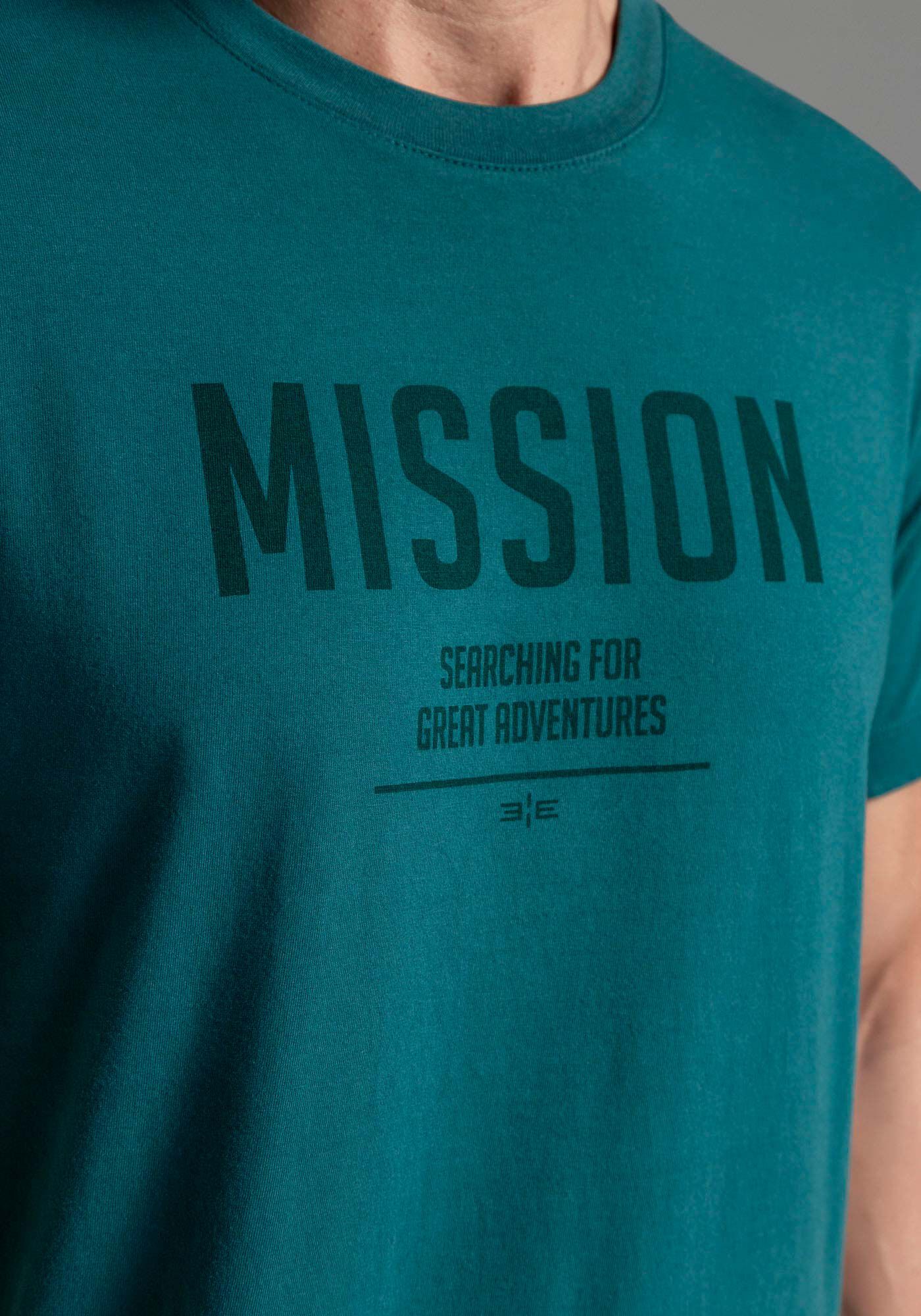 Camiseta Masculina em Malha com Estampa Mission, VERDE LAKE, large.