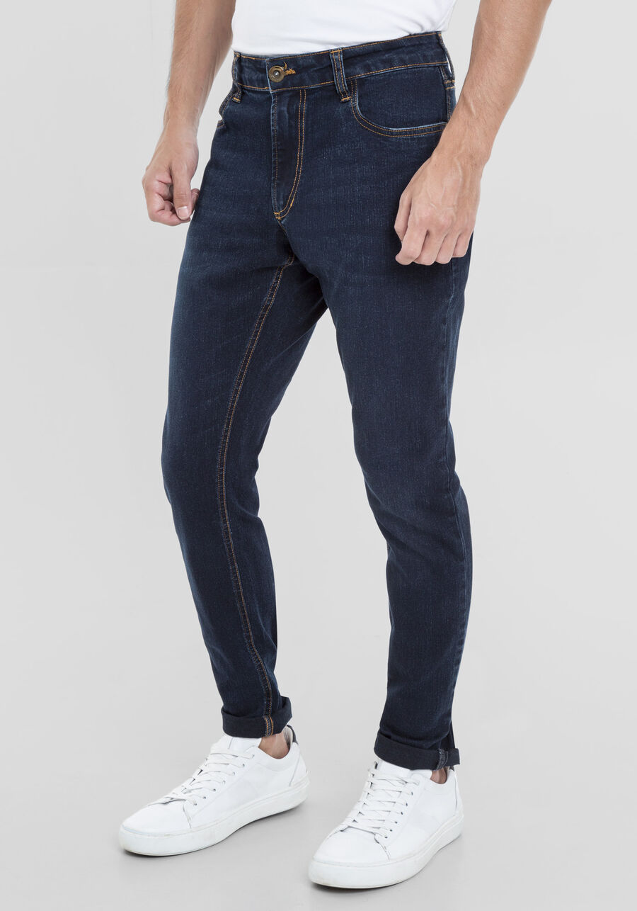 Calça Jeans Masculina Skinny Escura, JEANS, large.