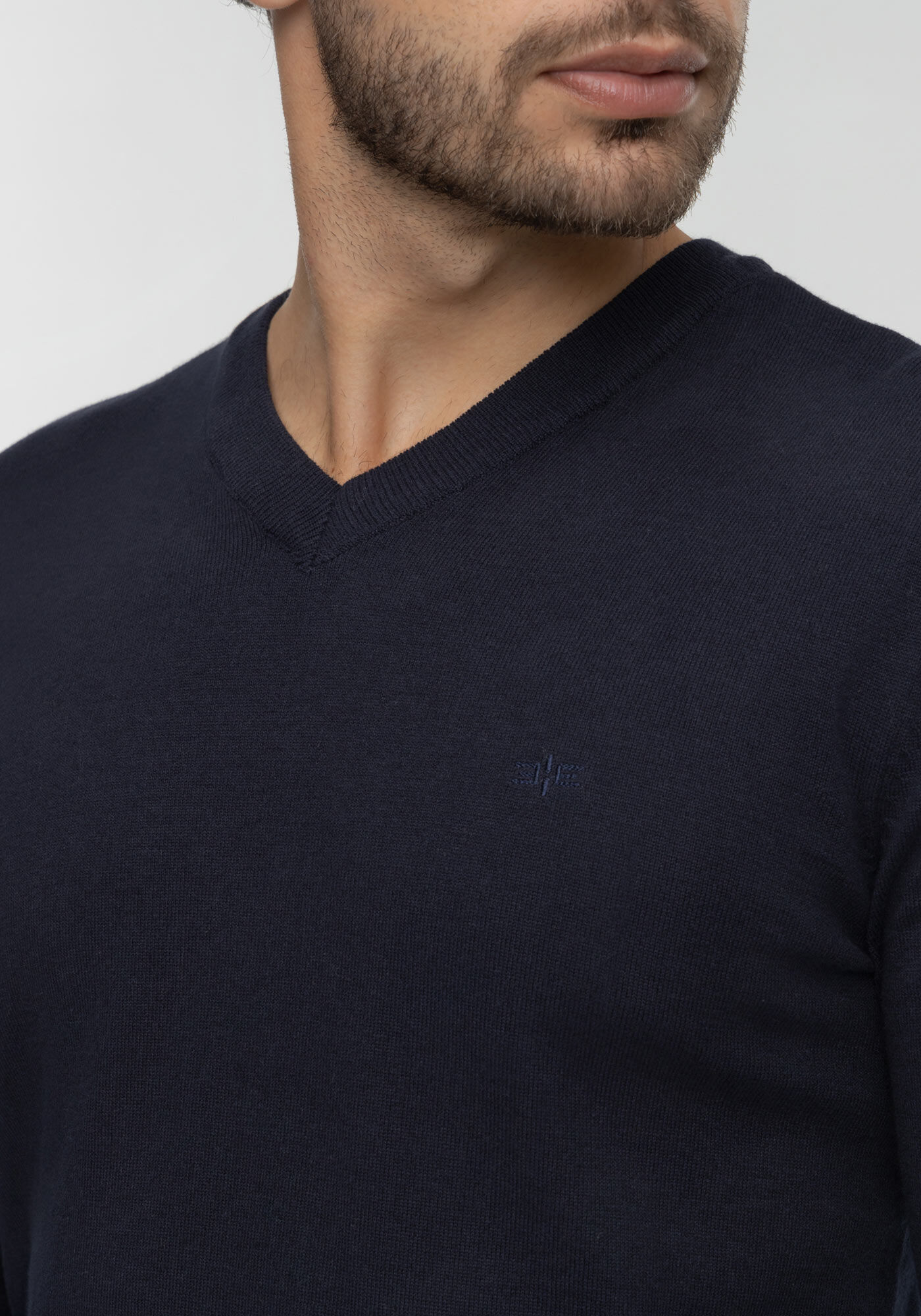 Blus&atilde;o B&aacute;sico Em Tric&ocirc; Com Mangas Longas E Gola V, MARINHO ACTION, large.