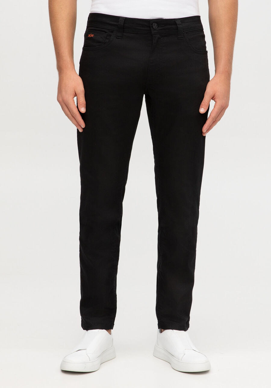 Calça Sarja Masculina Slim Clássicos, PRETO REATIVO. Calça Sarja Masculina Slim Clássicos, PRETO REATIVO, large.