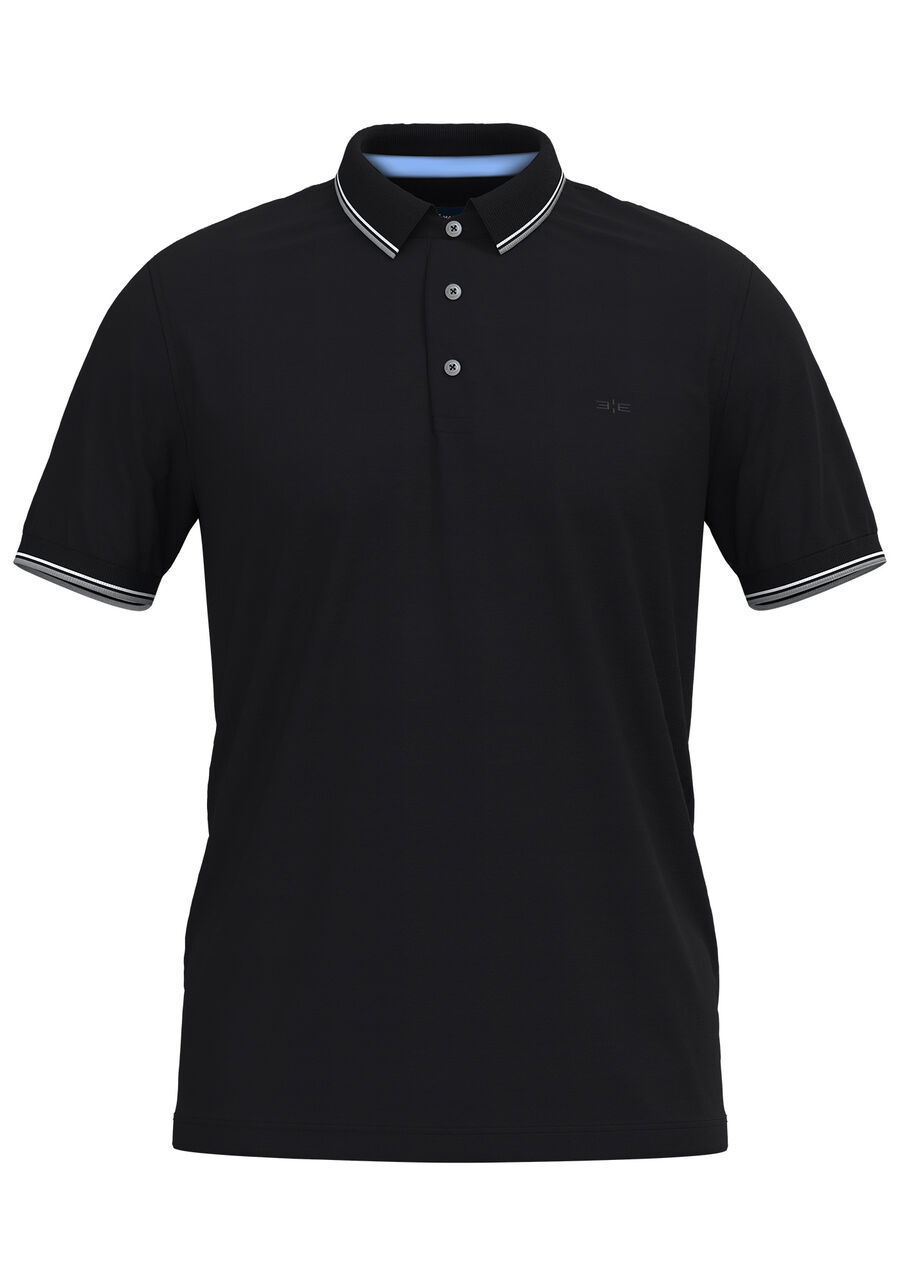 Camisa Polo Masculina em Malha Piquet com Retilínea, PRETO. Camisa Polo Masculina em Malha Piquet com Retilínea, PRETO, large.