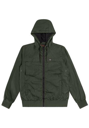 Jaqueta Com Zíper E Capuz Em Tecido Plano, VERDE FURIA. Jaqueta Com Zíper E Capuz Em Tecido Plano, VERDE FURIA, large.