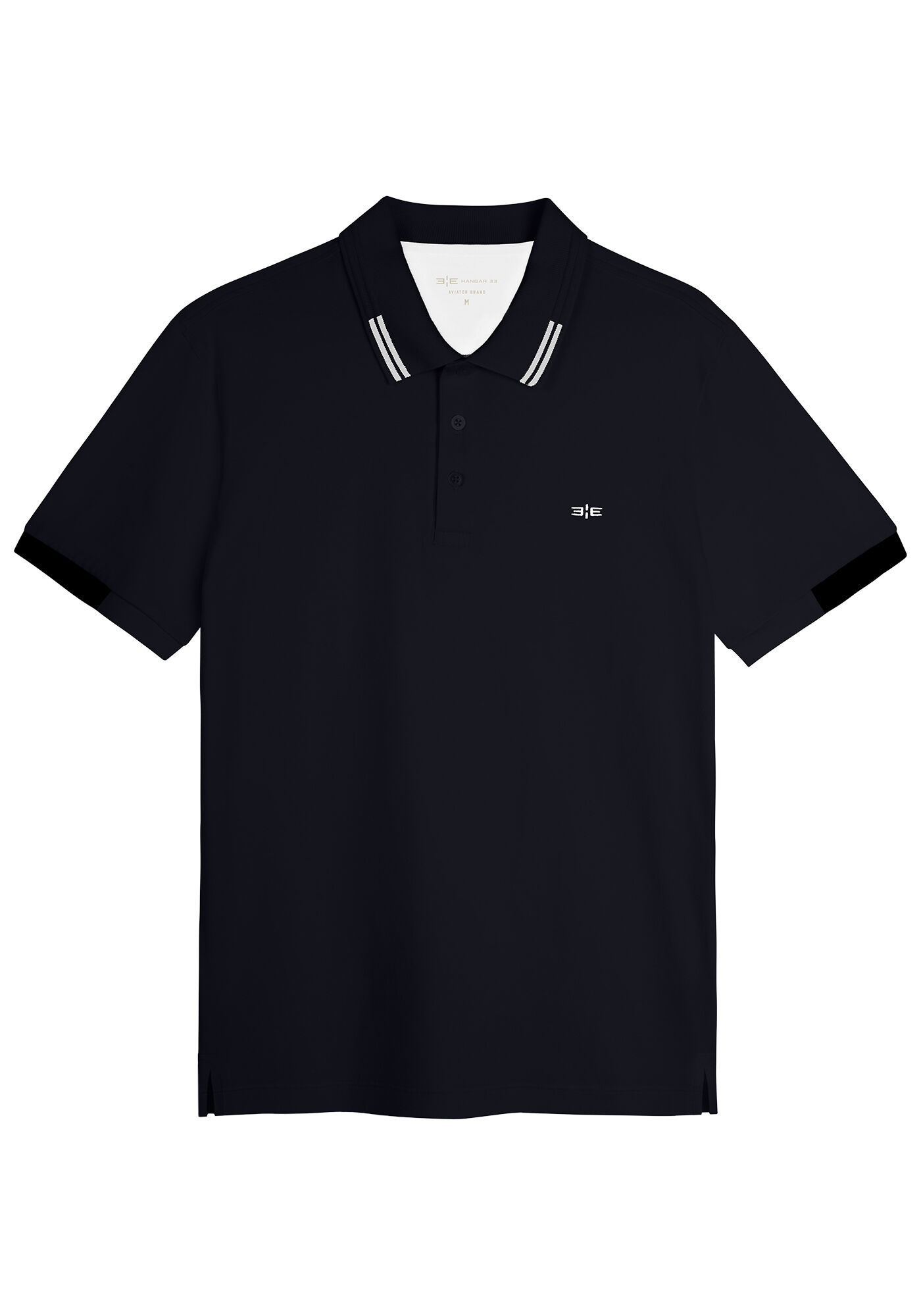 Camisa Polo Masculina em Malha Cotton, PRETO REATIVO, large.