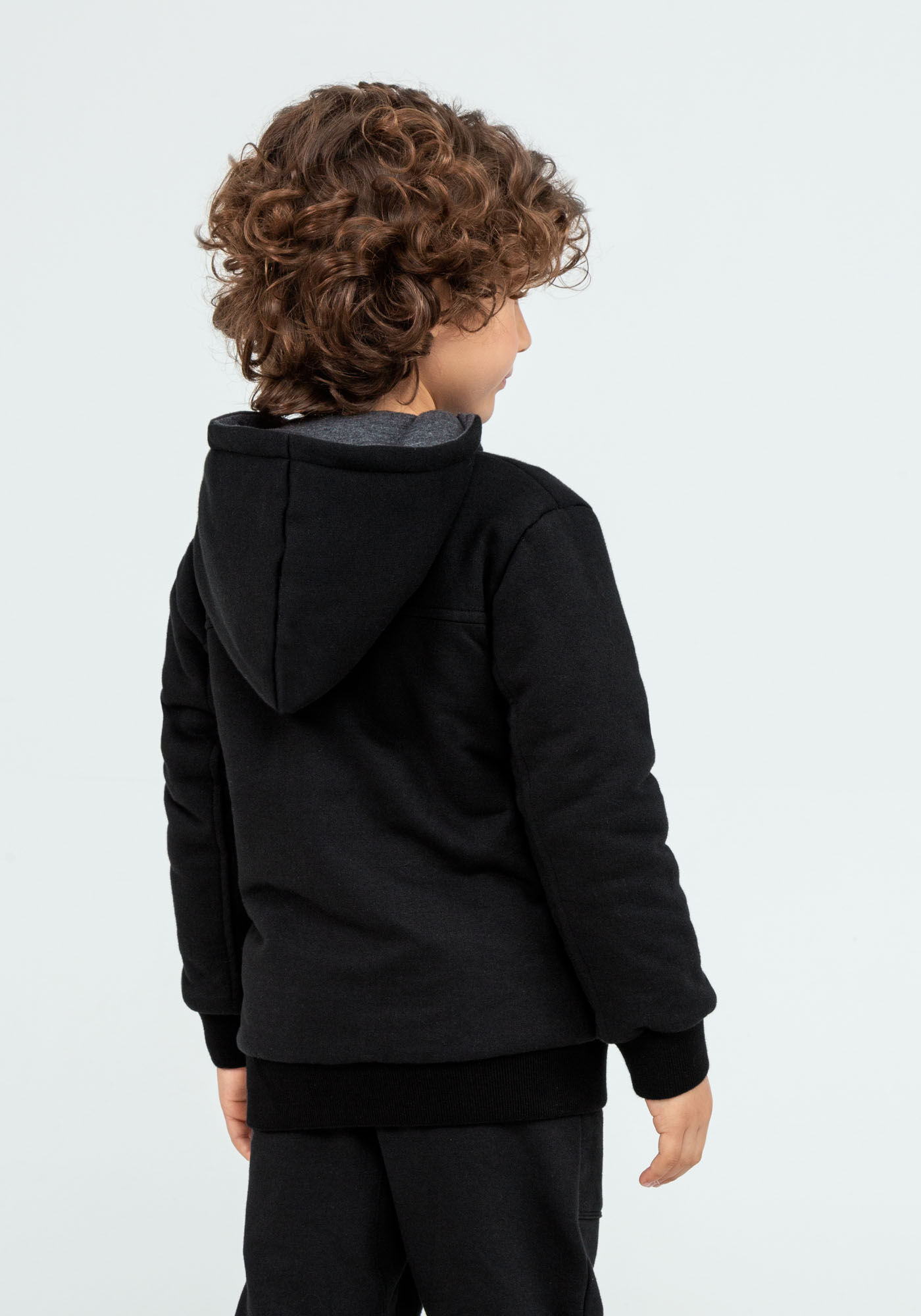 Jaqueta em Moletom com Forro Tal Pai Tal Filho Infantil, PRETO REATIVO, large.