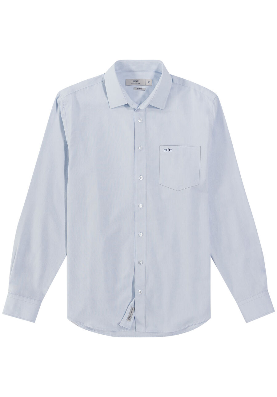 Camisa Masculina Comfort com Bolsos, AZUL CLARO. Camisa Masculina Comfort com Bolsos, AZUL CLARO, large.