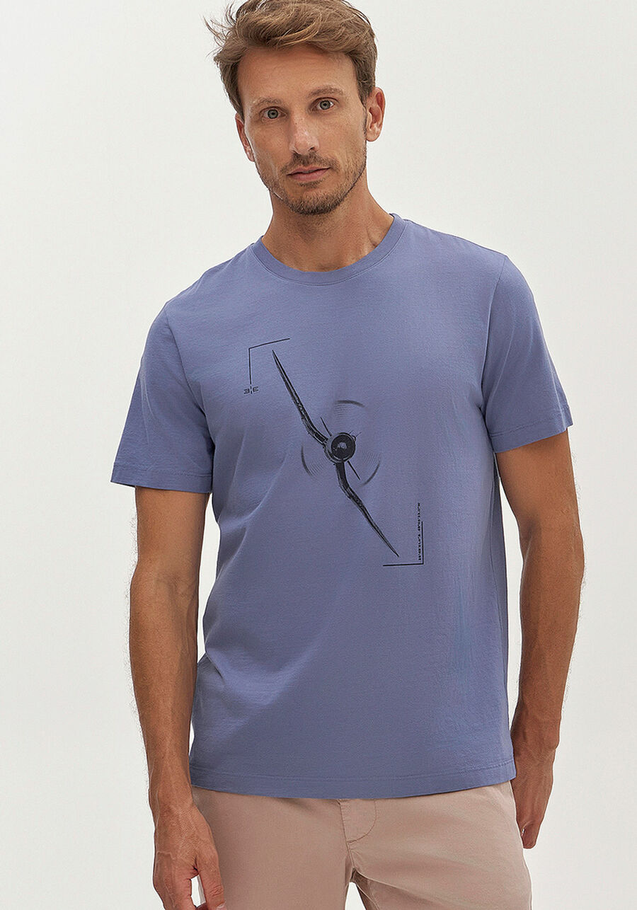 Camiseta Masculina em Malha Estampada, AZUL DOCK. Camiseta Masculina em Malha Estampada, AZUL DOCK, large.