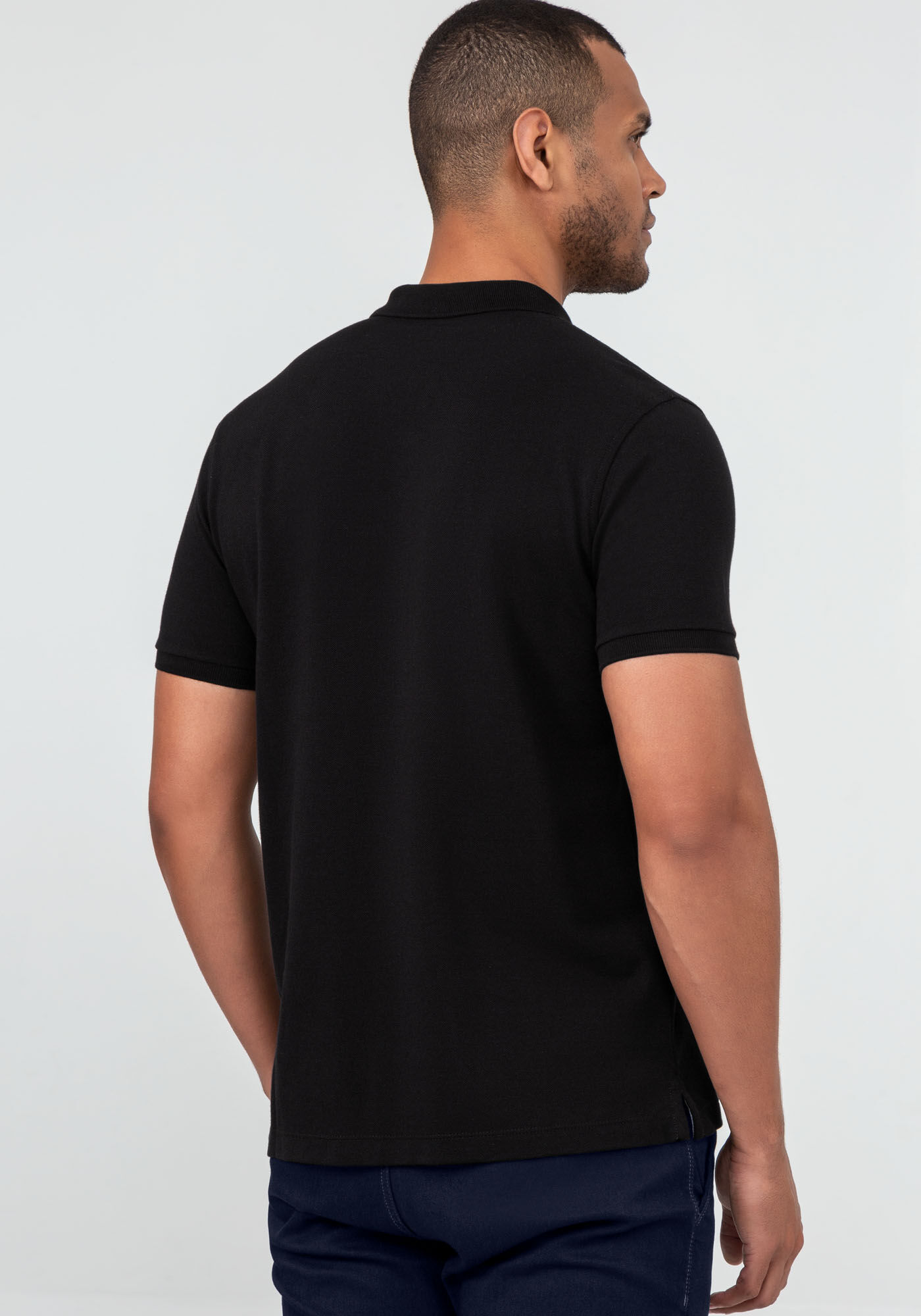 Camisa Polo Masculina Piquet Algod&atilde;o Pima, PRETO ALBATROS, large.