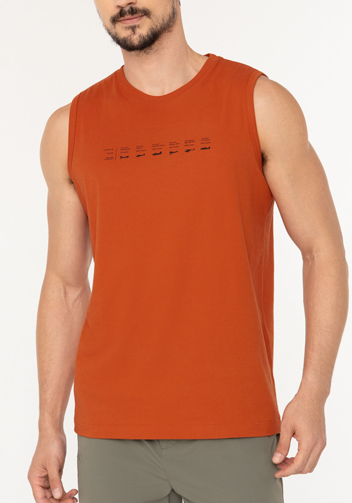 Blusa Regata Em Meia Malha De Algod&atilde;o Com Estampa Localizada, LARANJA TAURI, large.