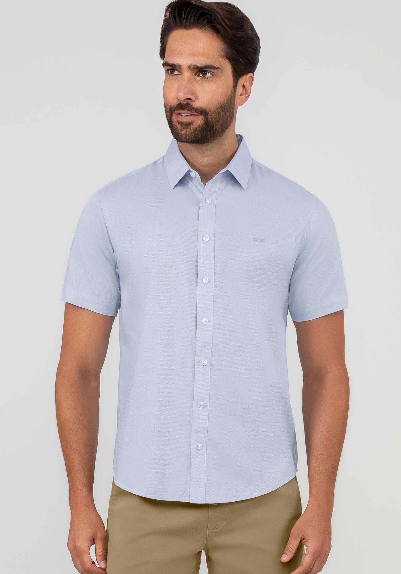 Camisa slim best sale manga curta