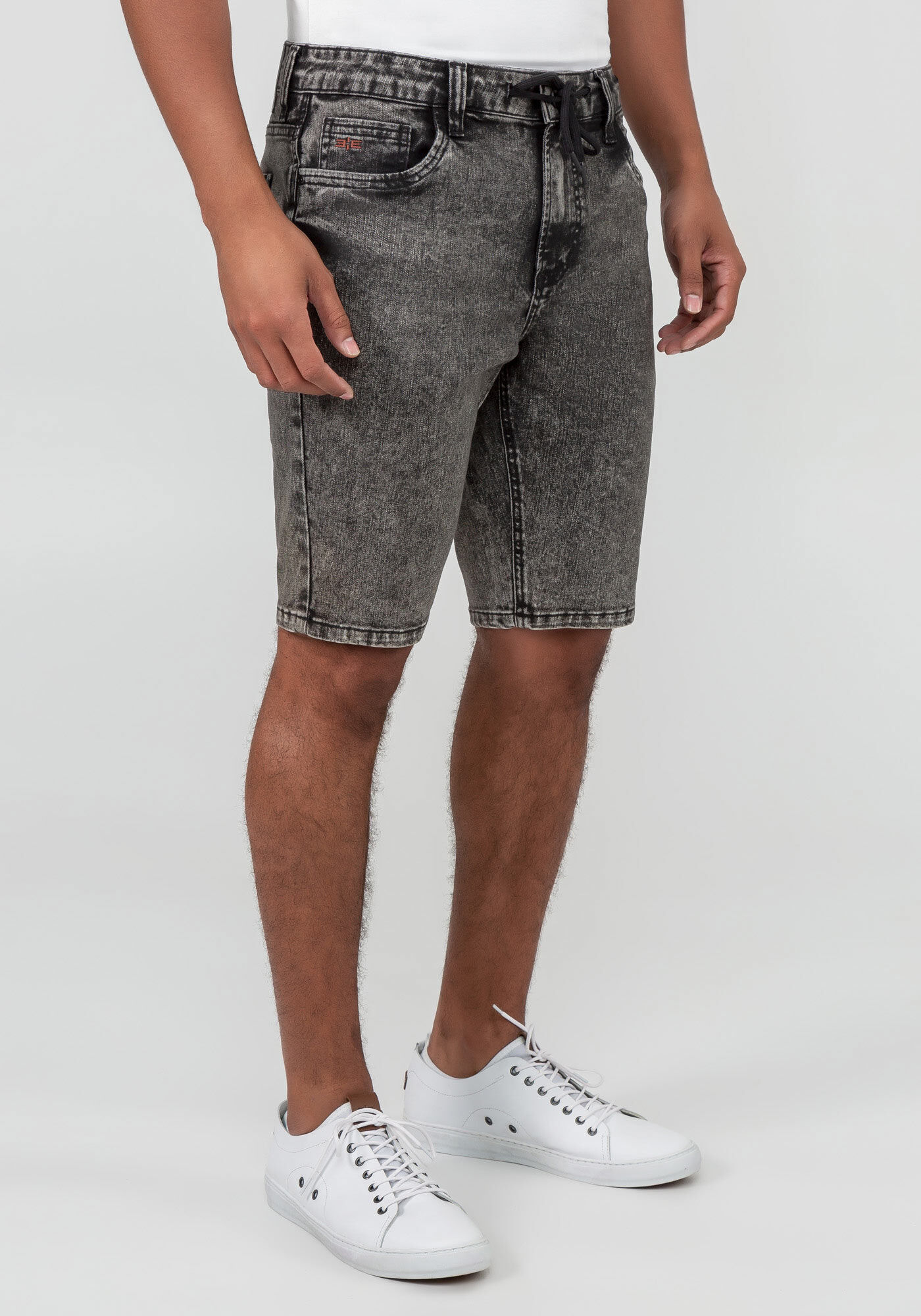 Short preto jeans masculino hotsell