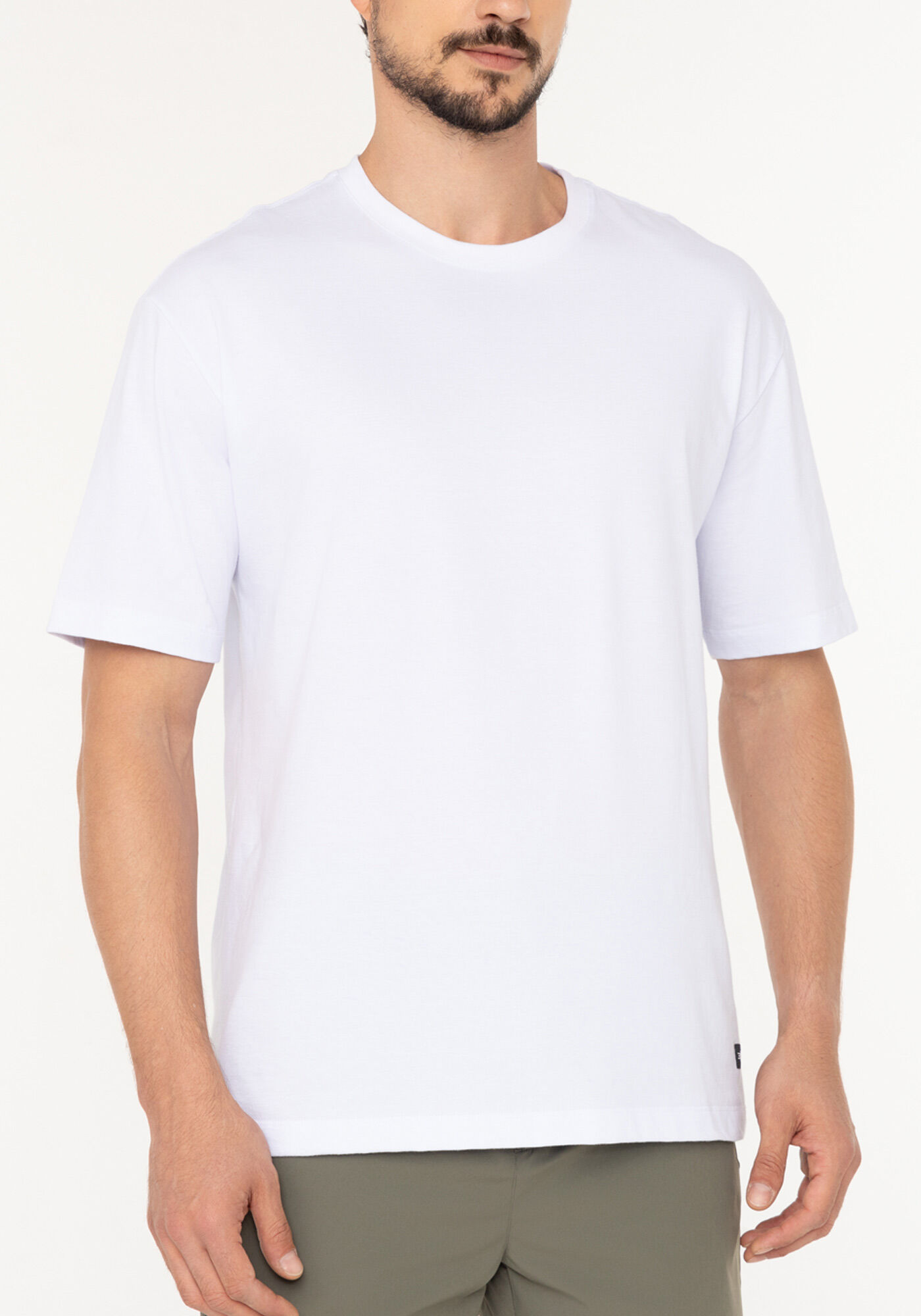 Camiseta Oversized De Mangas Curtas Com Estampa Posterior, BRANCO, large.