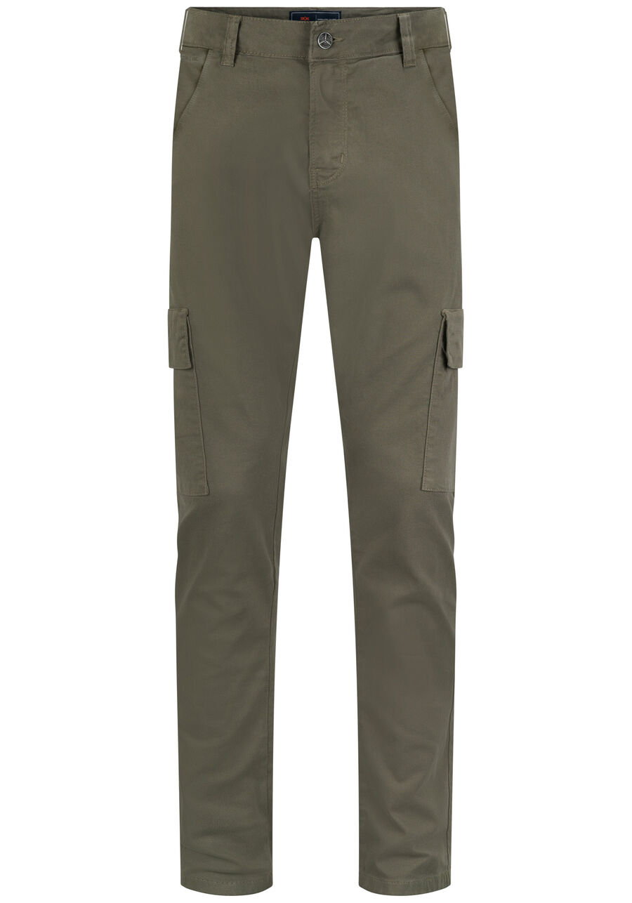 Calça Jogging Com Bolso Cargo Em Sarja Denim Malha, VERDE FURIA. Calça Jogging Com Bolso Cargo Em Sarja Denim Malha, VERDE FURIA, large.