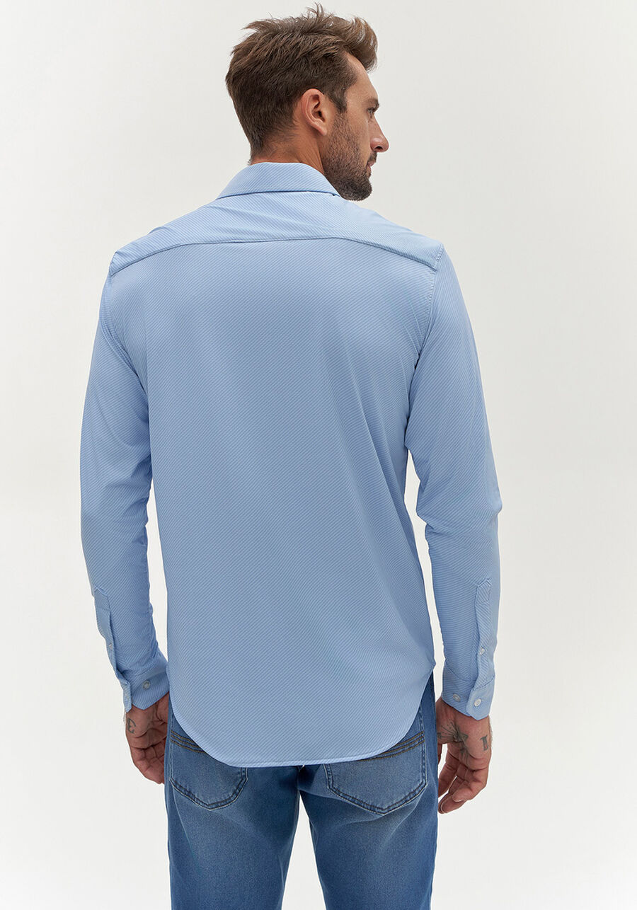 Camisa Masculina Slim Fit em Malha Tech Skin Azul, AZUL BRIGHT. Camisa Masculina Slim Fit em Malha Tech Skin Azul, AZUL BRIGHT, large.