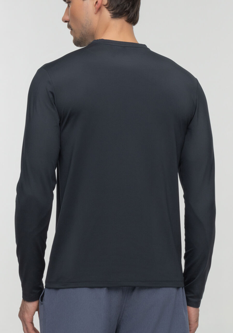 Camiseta De Mangas Longas Em Malha Com Conforto Térmico, PRETO REATIVO. Camiseta De Mangas Longas Em Malha Com Conforto Térmico, PRETO REATIVO, large.