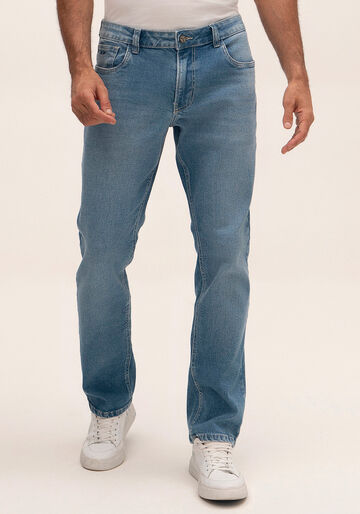 Calça Jeans Masculina Reta Radial Com Elastano E Passantes, JEANS. Calça Jeans Masculina Reta Radial Com Elastano E Passantes, JEANS, large.