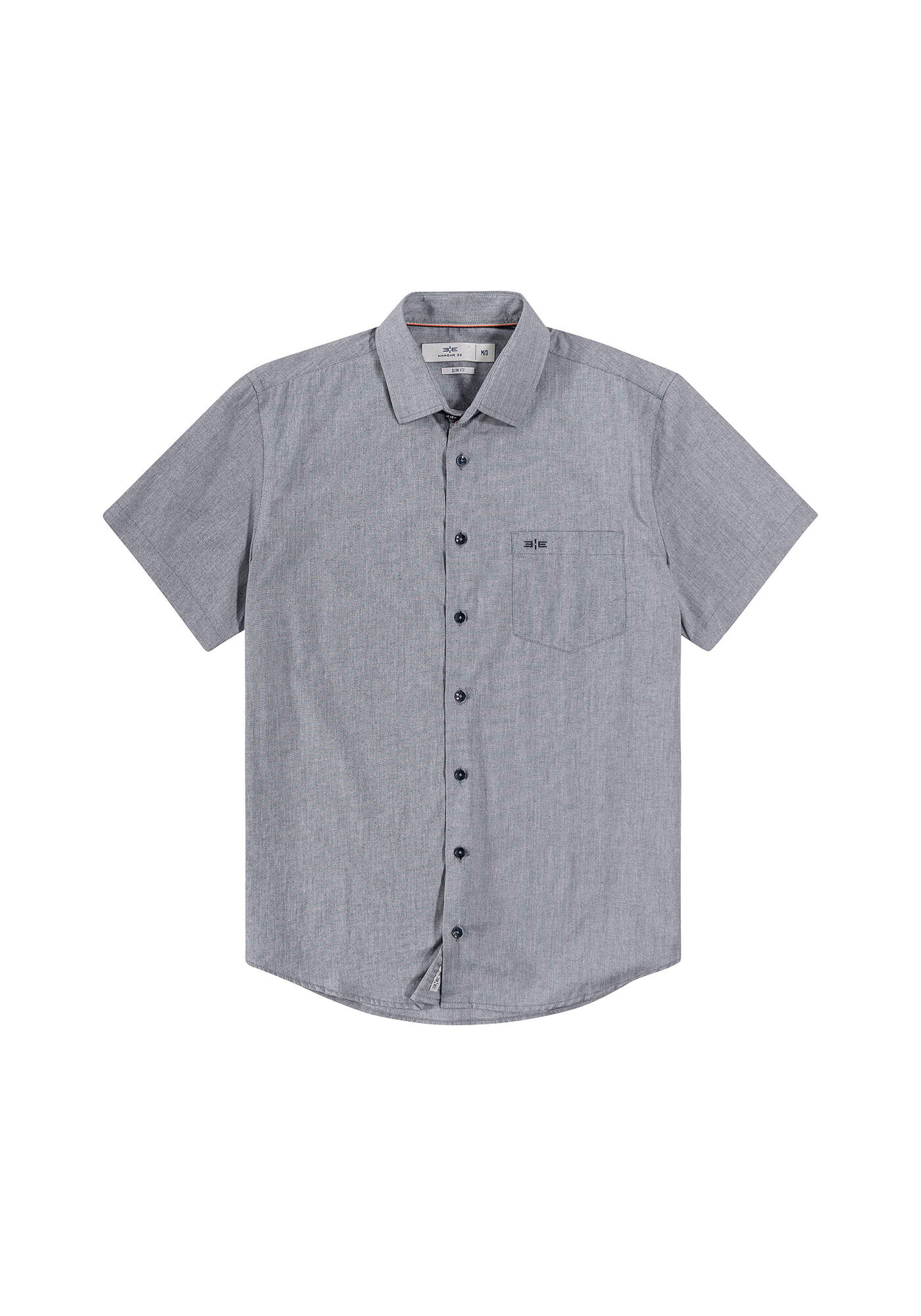 Camisa Masculina Slim Fit com bolso, CINZA CLARO, large.