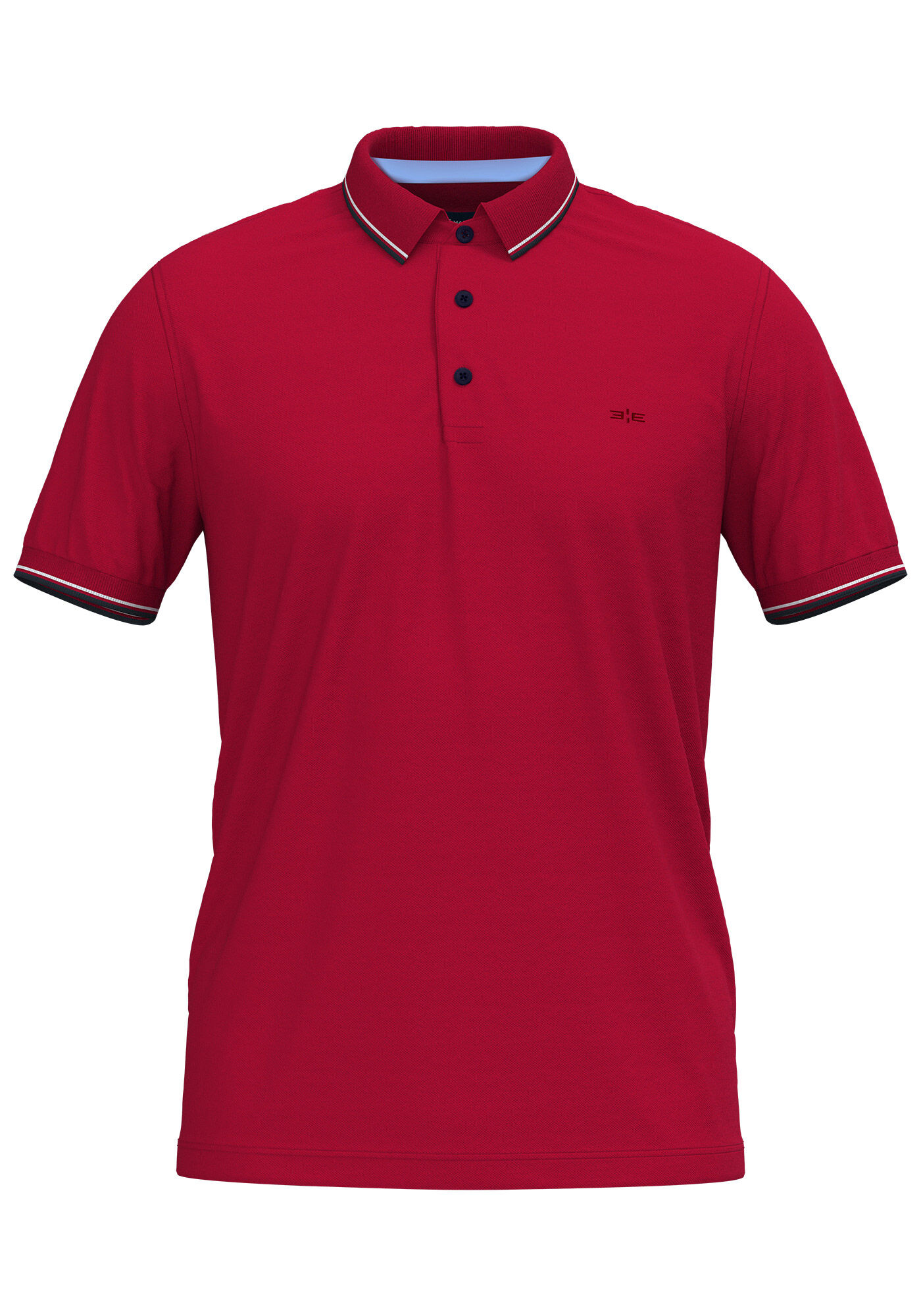Camisa Polo Masculina em Malha Piquet com Retil&iacute;nea, VERMELHO NATTY, large.