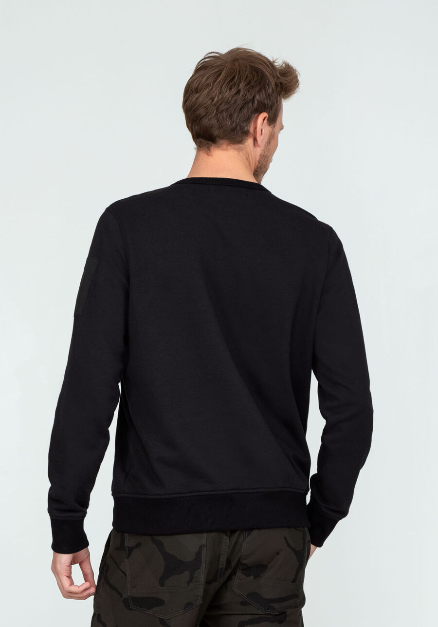 Blusão em Moletom com Detalhe Zíper, PRETO REATIVO. Blusão em Moletom com Detalhe Zíper, PRETO REATIVO, large.
