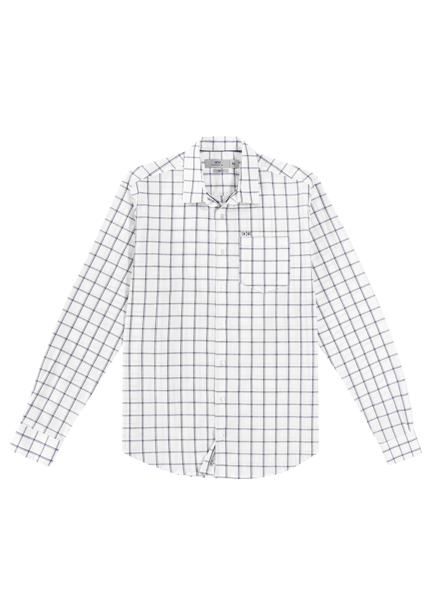 Camisa Masculina  Comfort em Tricoline Xadrez, BRANCO, large.