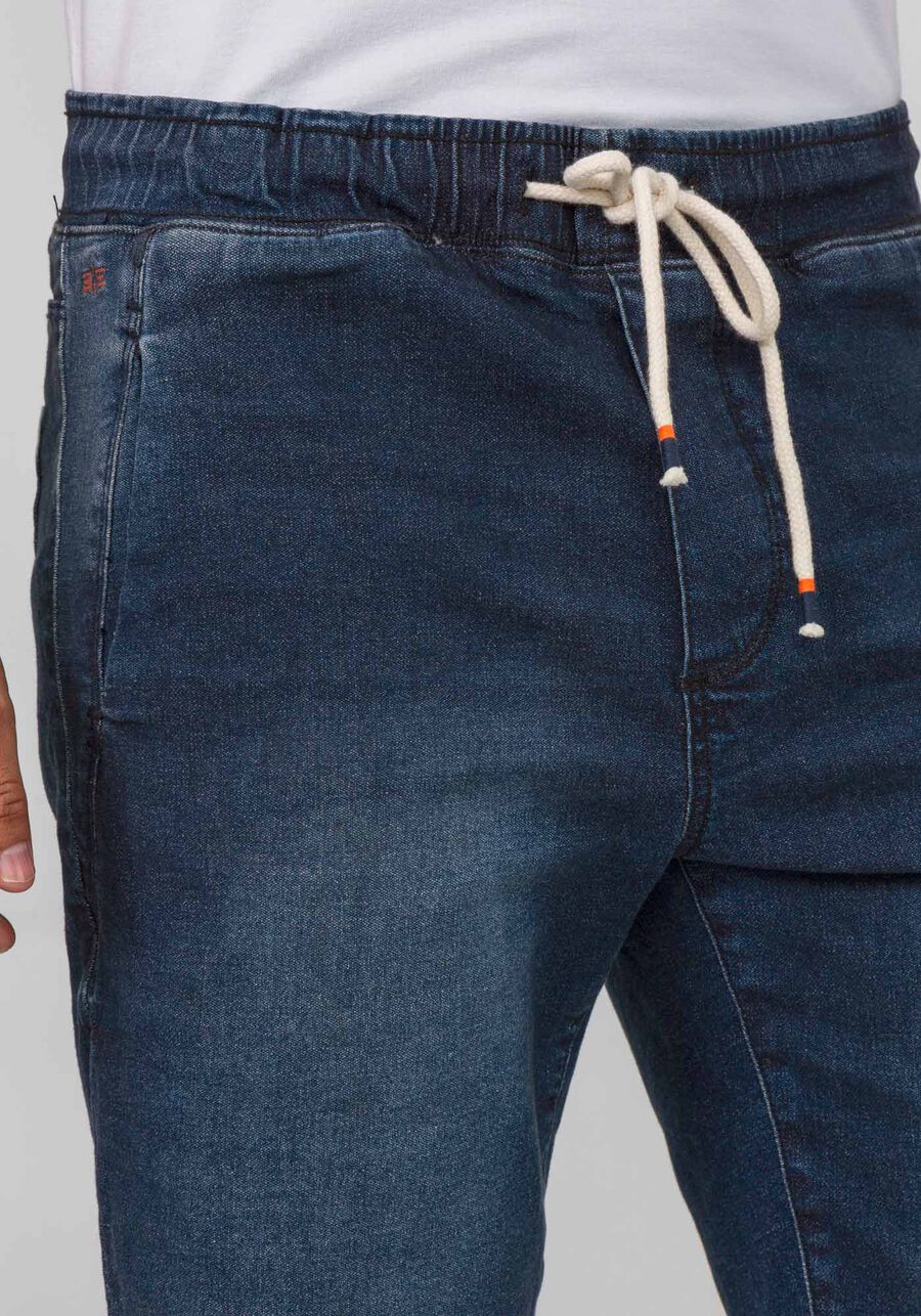 Bermuda Jeans Masculina com Cadarço, JEANS, large.