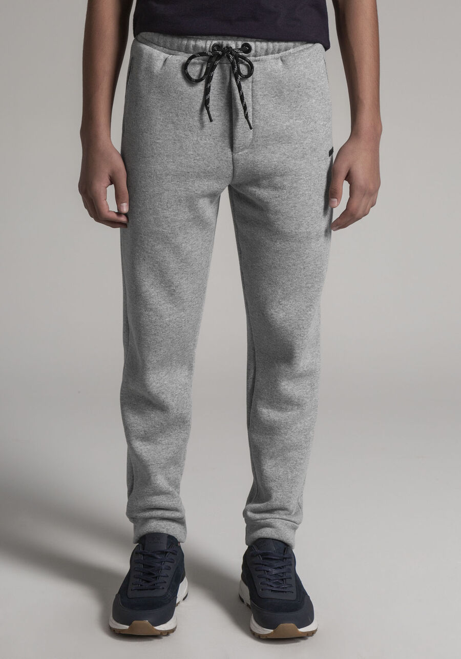 Calça Jogger Juvenil em Moletom com Detalhe Tela, MESCLA MEDIO. Calça Jogger Juvenil em Moletom com Detalhe Tela, MESCLA MEDIO, large.