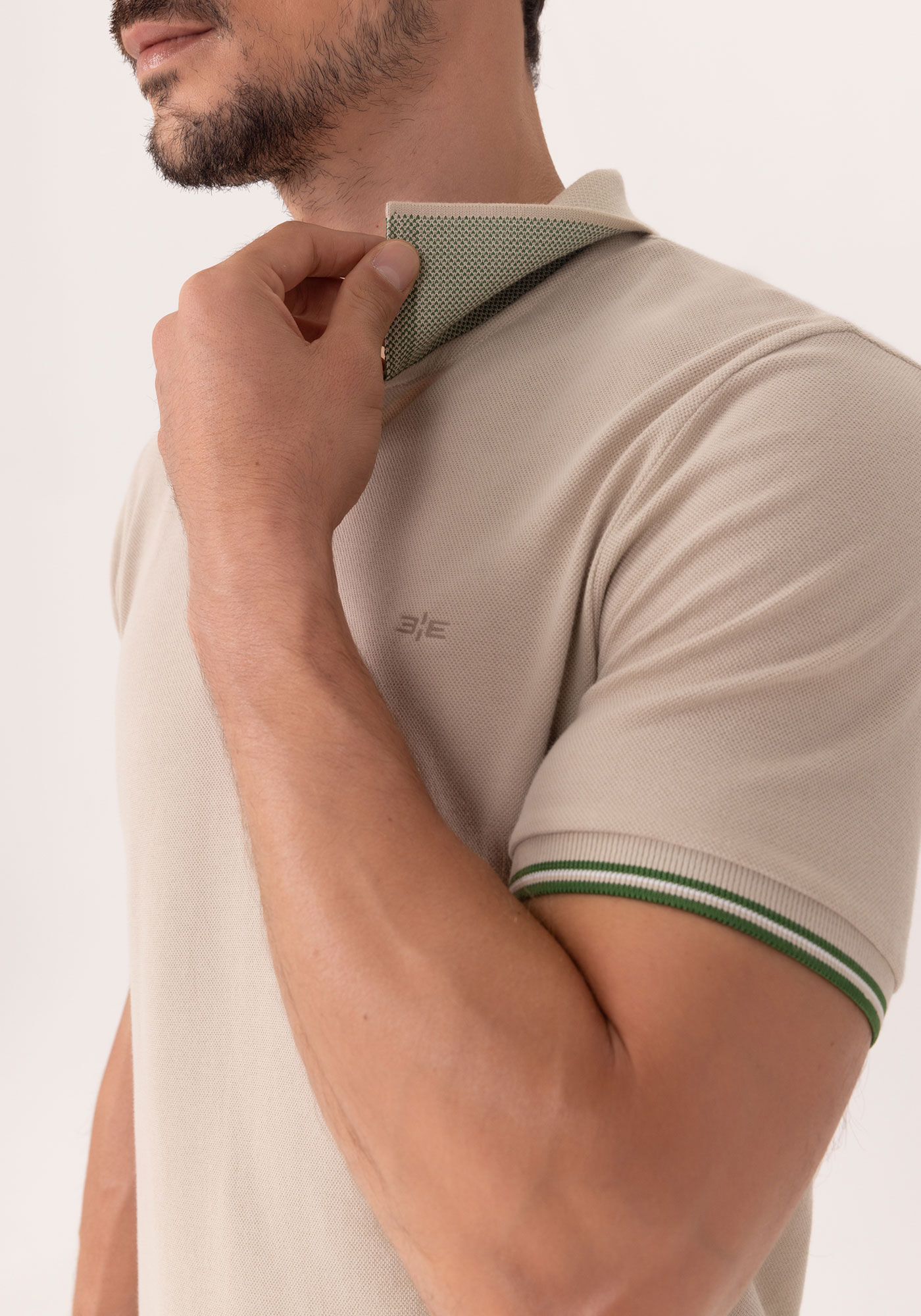 Camisa De Mangas Curtas Com Gola Polo Em Malha Piquet, BEGE SILVERSTONE, large.