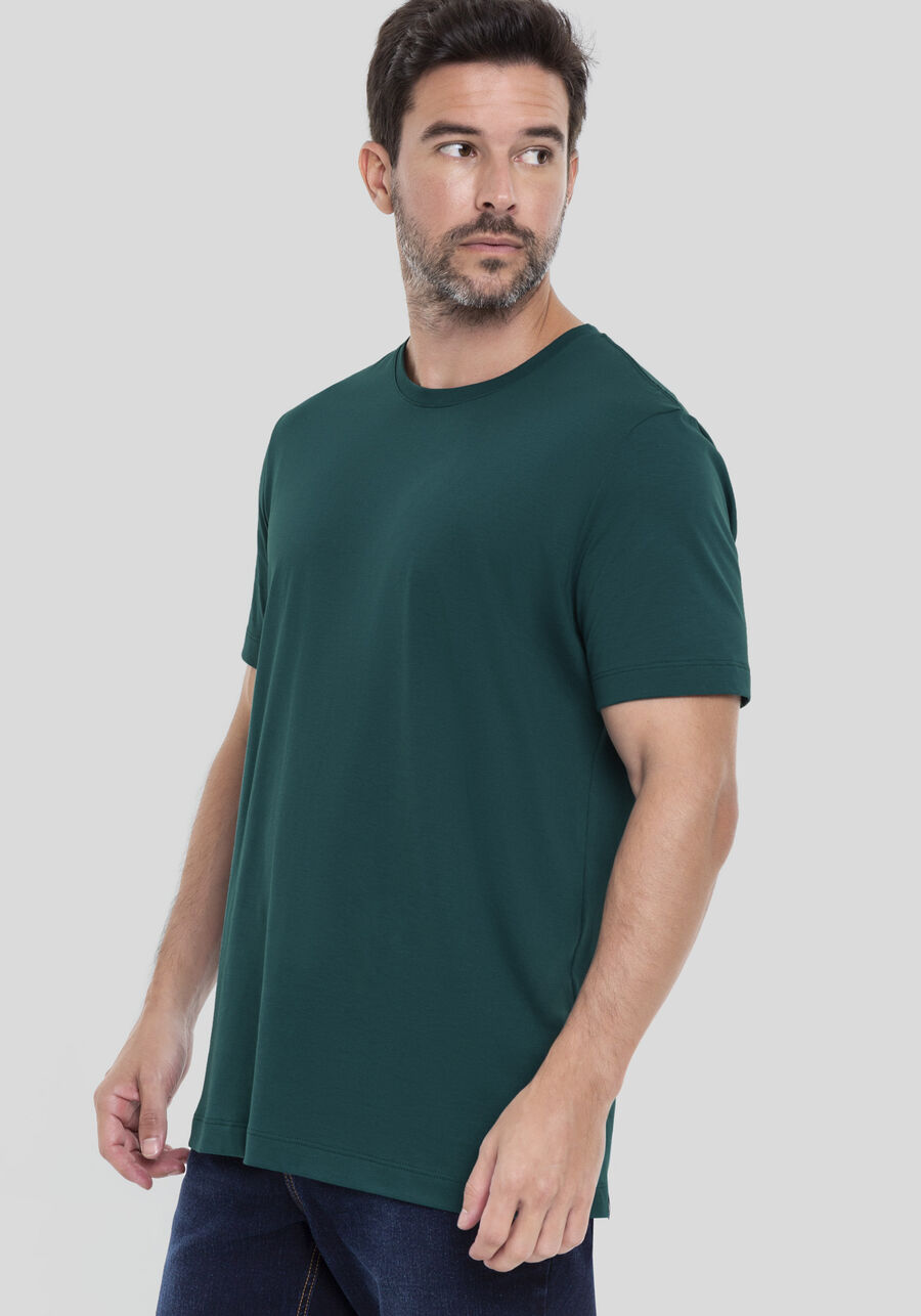 Camiseta Masculina em Algodão Pima Clássica, VERDE LUNDU. Camiseta Masculina em Algodão Pima Clássica, VERDE LUNDU, large.