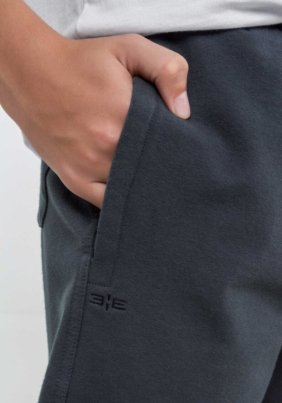 Bermuda Clássica em Molecotton com Cadarço Juvenil, CINZA CYBER. Bermuda Clássica em Molecotton com Cadarço Juvenil, CINZA CYBER, large.