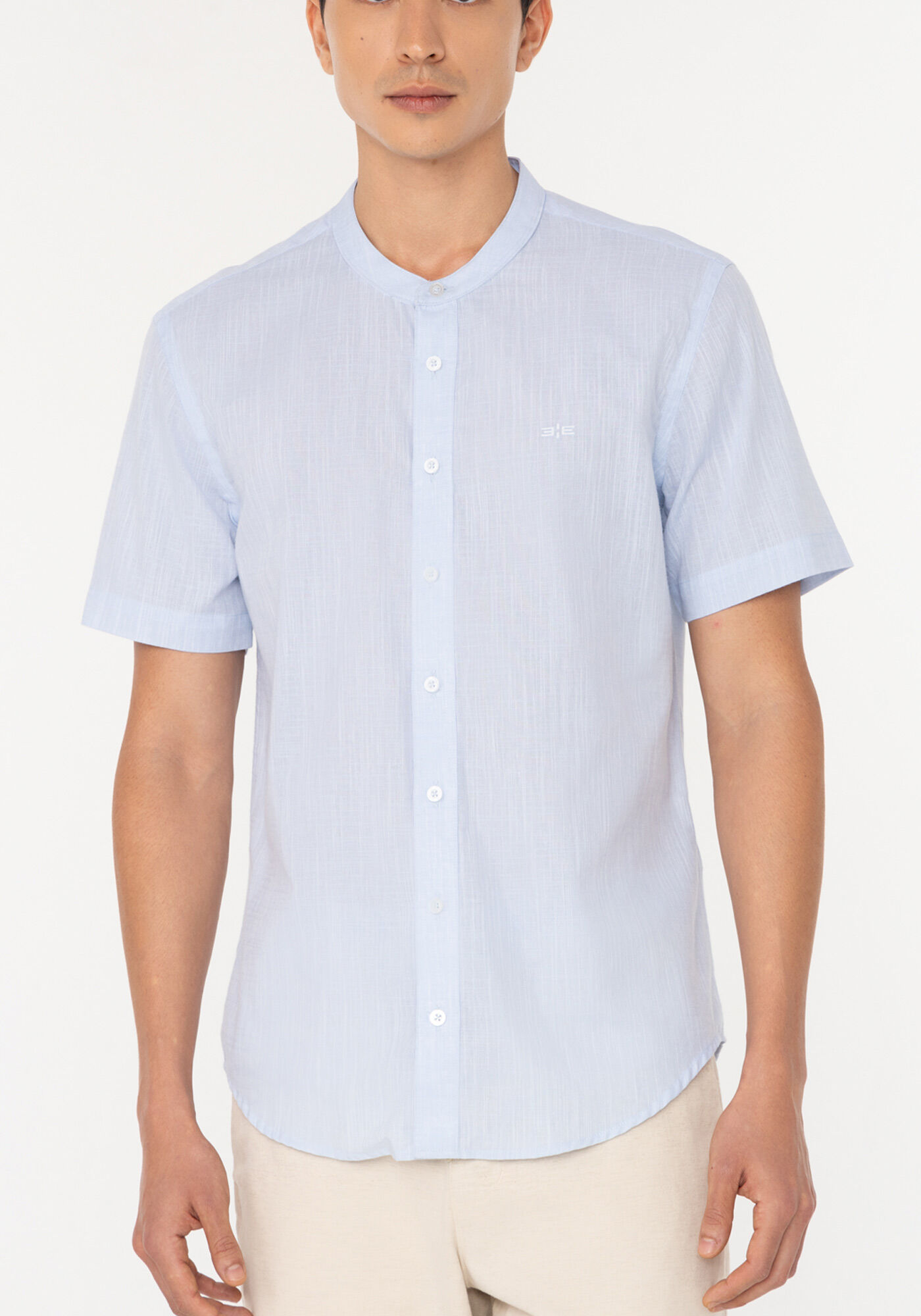 Camisa Com Manga Curta E Gola Padre Slim Fit Em Tecido Flam&ecirc;, , large.