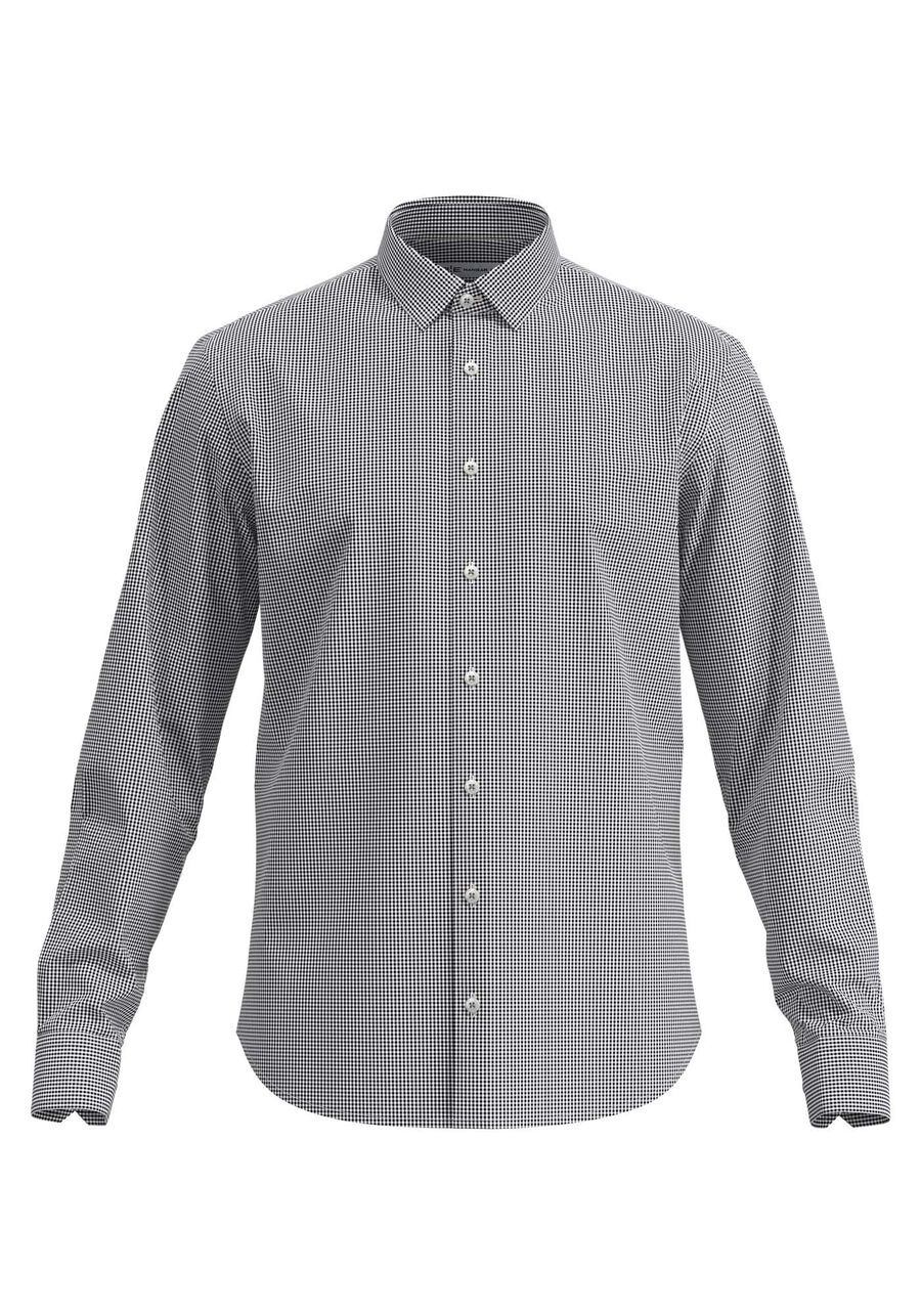 Camisa Masculina De Mangas Longas Slim Fit Com Fio Egípcio, PRETO. Camisa Masculina De Mangas Longas Slim Fit Com Fio Egípcio, PRETO, large.