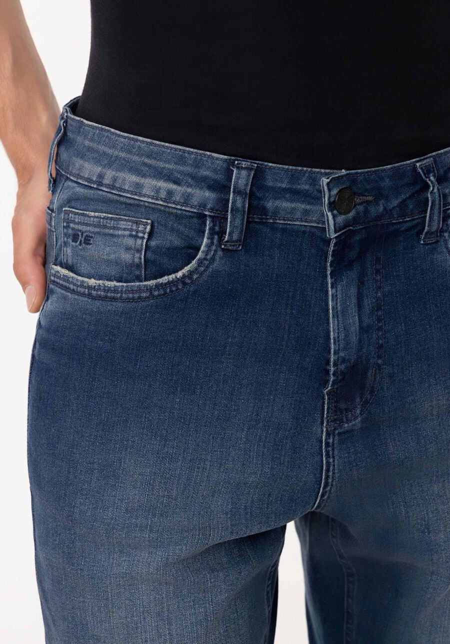 Calça Jeans Masculina Reta Radial Com Elastano E Bolsos, JEANS. Calça Jeans Masculina Reta Radial Com Elastano E Bolsos, JEANS, large.