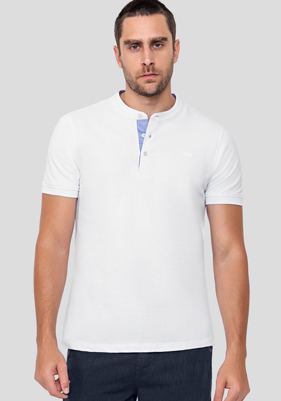 Camisa Gola Padre Masculina em Malha Piquet, BRANCO. Camisa Gola Padre Masculina em Malha Piquet, BRANCO, large.