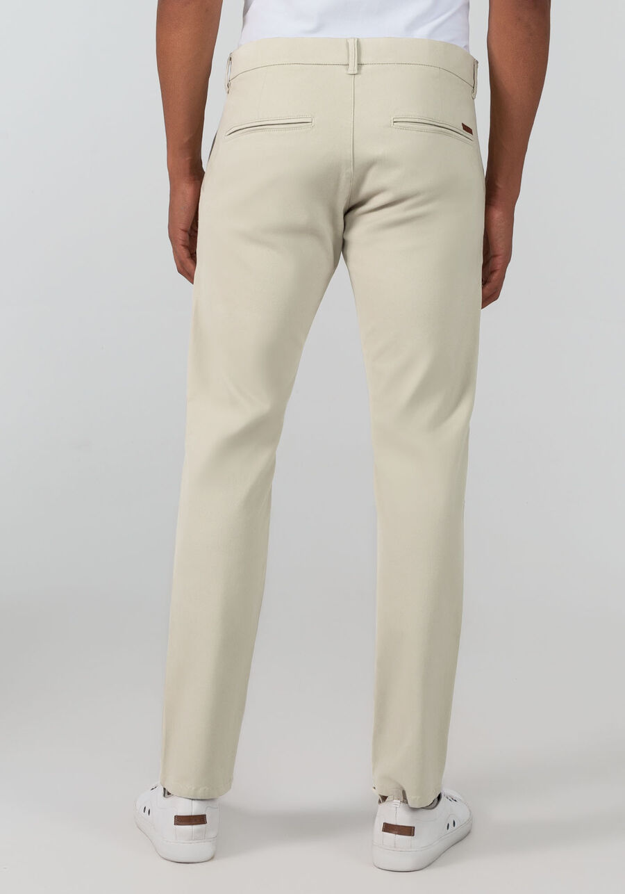 Calça Sarja Chino Slim Shirt Lock, BEGE GELO, large.