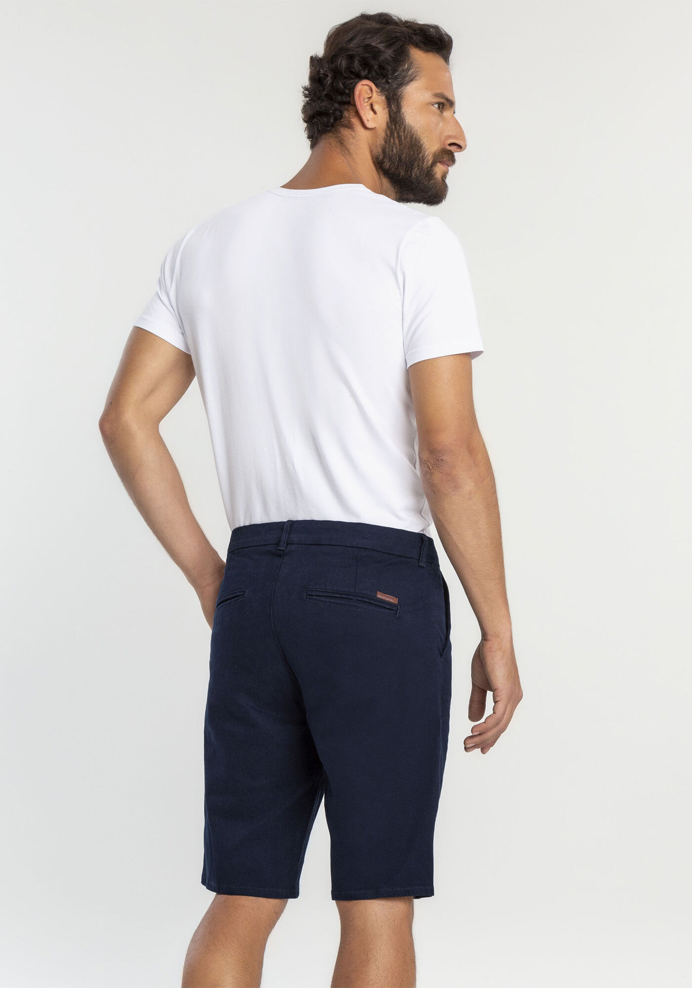 Bermuda Chino Masculina Reta, MARINHO ACTION, large.