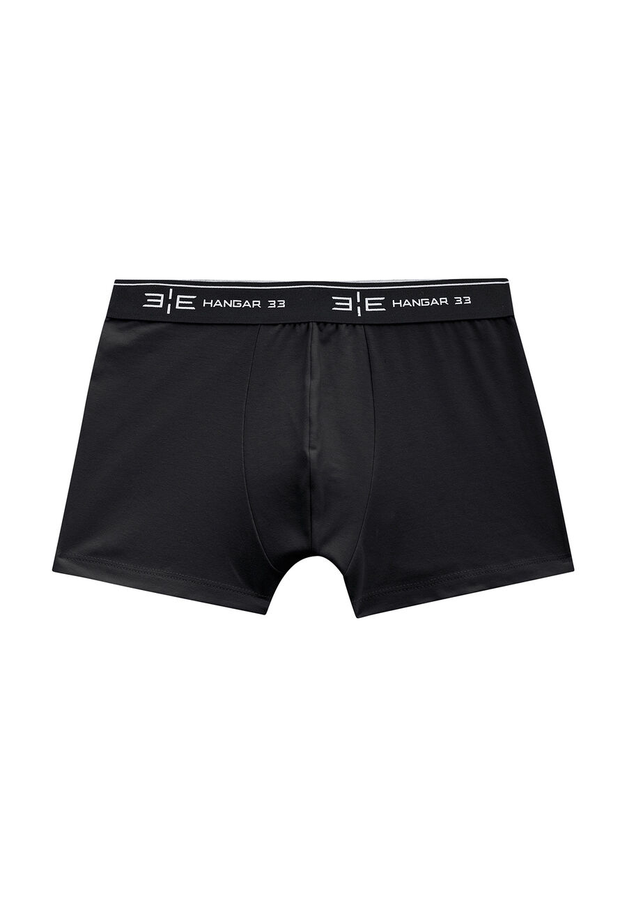 Cueca Boxer Masculina em Algodão com Elástico, PRETO REATIVO, large.